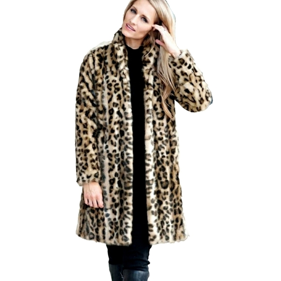 ~~SOLD~~~NWT-Donna Salyers Signature Leopard Faux Fur Coat - Picture 2 of 8